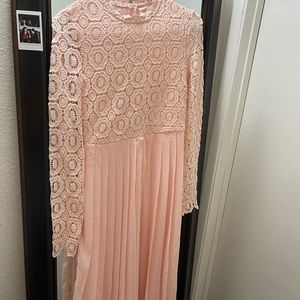 Beautiful Blush Pink Lace Pleated Dress.